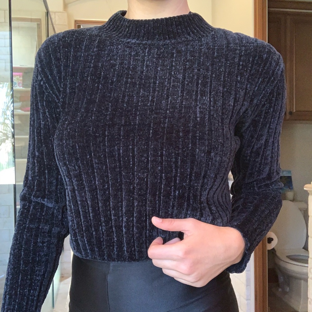 Soft velvet mock neck